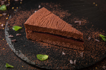 Classic chocolate cheesecake. Gentle delicious dessert