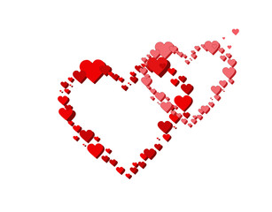 Two lovers' hearts from small hearts. Love, romance, happiness, spring.