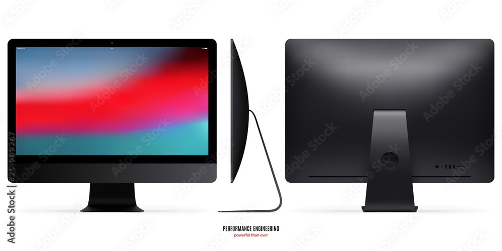 Fototapete computer monitor mockup in black color with colorful screen view