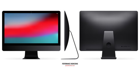 computer monitor mockup in black color with colorful screen view
