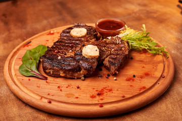 grilled beef steak with vegetables