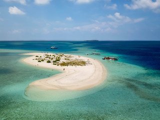 Uninhabited island, island with nobody, aerial view, Maldives