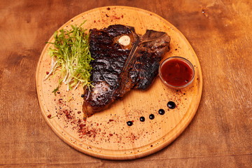 grilled beef steak with vegetables