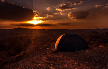 Sunset in the Red valley of Cappadocia