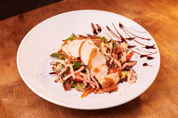 salad with meat and vegetables