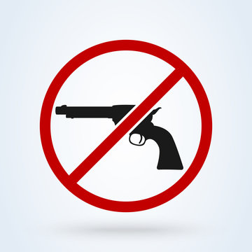 Prohibiting sign for gun icon. No gun sign. Vector illustration