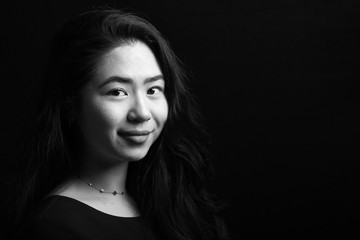 Beautiful asian woman black and white