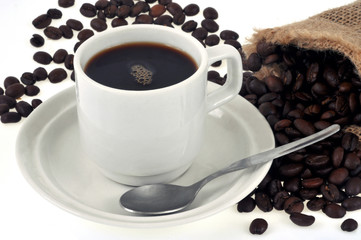 Tasse et grains de café