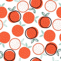Tapeten Küche Nahtloses Muster mit geometrischer Orange. Gezeichnete Illustration des Vektors Hand.