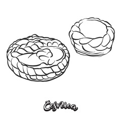 Hand drawn sketch of Česnica bread