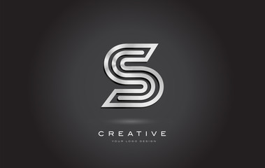S Silver Steel Letter Monogram Logo Design Vector. Modern S Golden Icon With Creative Beautiful Metal Texture