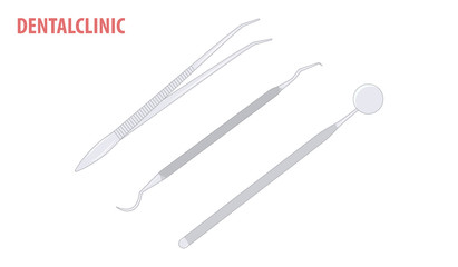 Dental instruments - isolated on white background - flat style - vector.