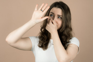 Fototapeta premium Girl with emotions sad anger mad scream