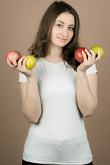 girl with an apple