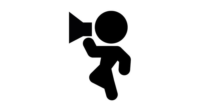 Animation of holding a megaphone