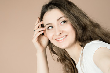 Fototapeta premium a girl is very positive