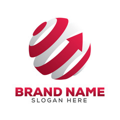 Spiral Line Red Arrow Logo