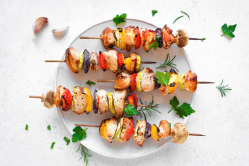 Chicken and vegetable skewers