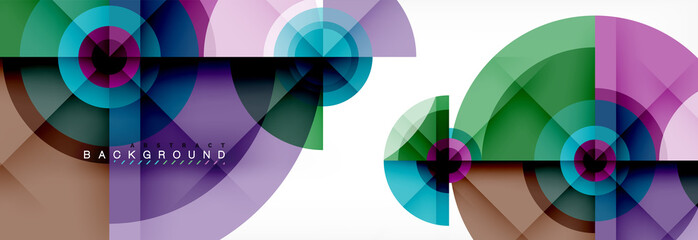 Fototapeta premium Minimal geometric circles and triangles abstract background, techno modern design, poster template
