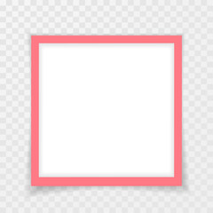 Retro pink photo frame with shadows. Vector illustration