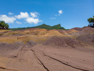 Mauritius Seven Colors Chamarel sands. Vulcanic natural sands.
