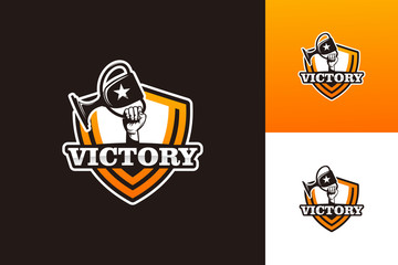Victory Shield Logo Template Design Vector, Emblem, Design Concept, Creative Symbol, Icon