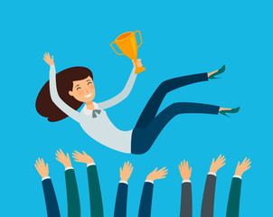 Business success. Awarding ceremony, rewarding concept. Vector illustration