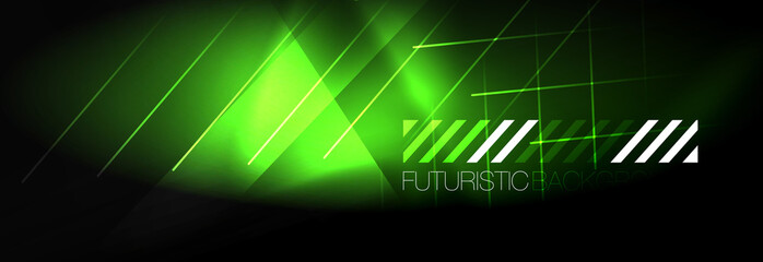 Neon glowing techno lines, hi-tech futuristic abstract background template with lines