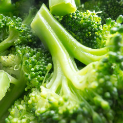 Fresh broccoli. Steamed broccoli ready to eat
