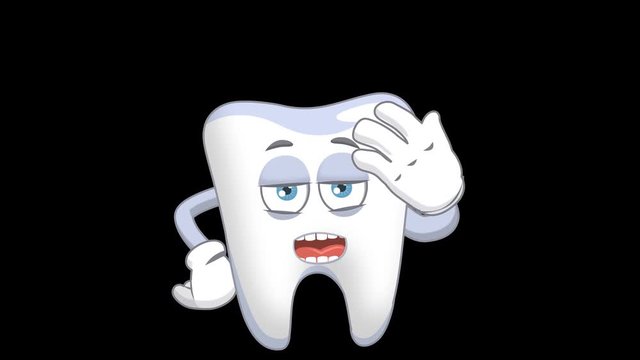 Cartoon Tooth Upset Grumble Gesture Animation with Alpha channel