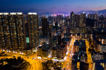 Fototapeta na wymiar Top view of Hong Kong old town