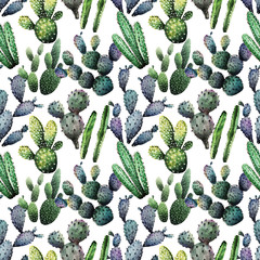 Watercolor illustration, cactus, handmade, postcard for you, seamless pattern, light  background