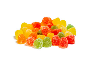 Gummy Candies With Fruit Juice, Isolated On White Background