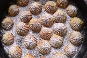 stuffed arabic sweets called maamoul of kaak shot from above
