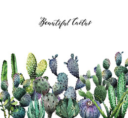 Cactus,Watercolor illustration,set, postcard for you, handmade, white background
