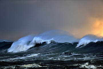 snapshot of a wave breaking in the sea