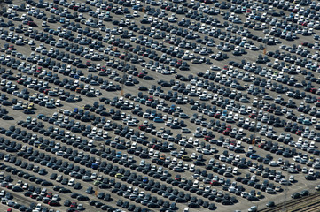 aerial image of a car park
