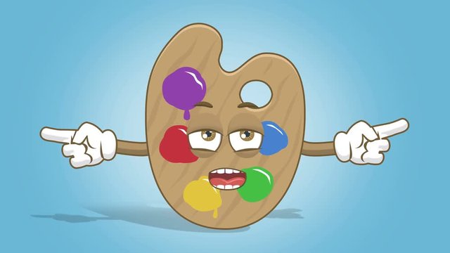 Cartoon Artist Color Palette Unhappy Double Pointer Speak with Face Animation Alpha Matte