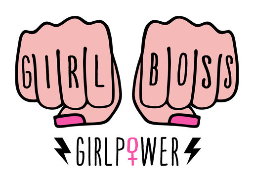 Girl Boss, Female Hands, Girl Power, Vector