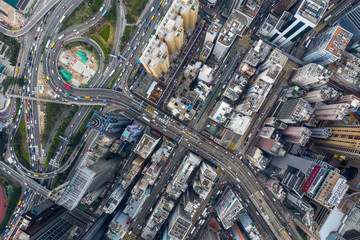 Top down view of Hong Kong city