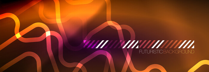 Glowing neon abstract lines, techno futuristic template