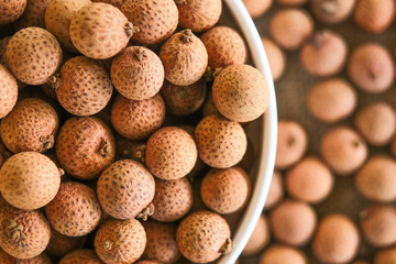 Malaysia's local fruit, Mata Kucing or Dimocarpus longan malesianus shot on isolated background.