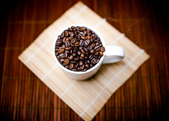 Coffee Cup Full of Fresh Roasted Coffee Beans