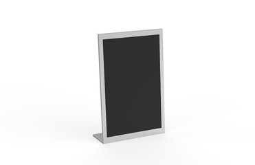Modern Black Acrylic Tabletop, Wet Erase Liquid Chalk Board, Menu Display Write-On Board, Mock Up Template On Isolated White Background, 3D Illustration
