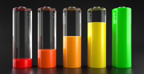 Battery Charging Steps - 3D Illustration