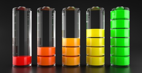 Battery Charging Steps - 3D Illustration
