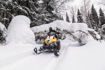 Athlete on a snowmobile.