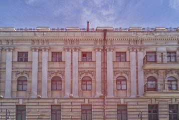 Urban landscape and architecture of the city against the blue sky.