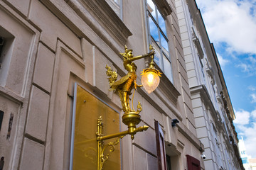 The beautiful outdoor golden lantern in Thai style, Vienna, Austria