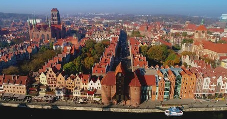 Old town in Gdansk, Poland in the top view. European travel destinations.